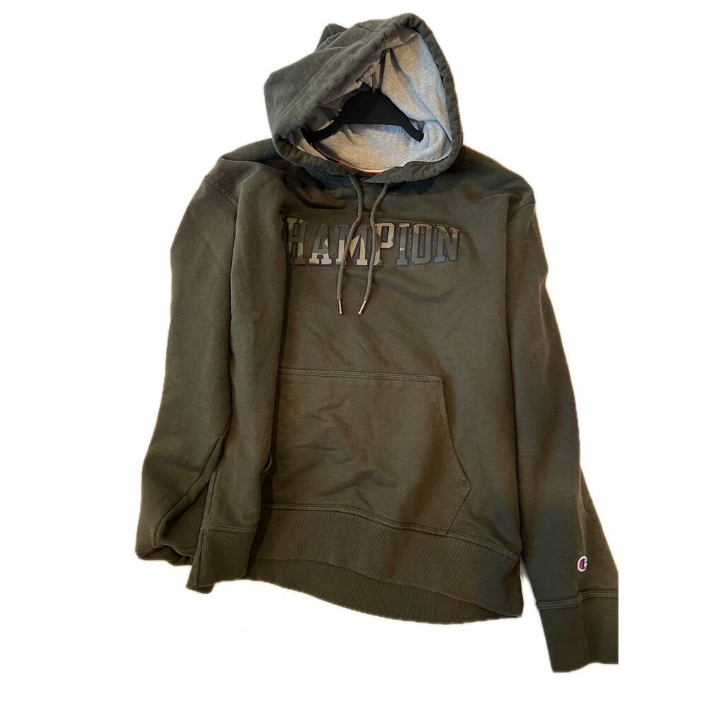 Champion Green Camo Pullover Hoodie Mens L